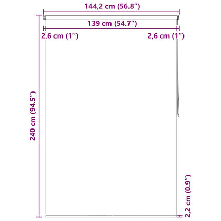 Rullgardin för dusch 140x240 cm fyrkant
