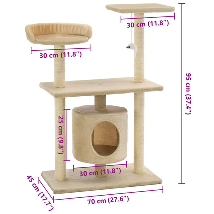 Klösträd med sisalpelare 95 cm beige
