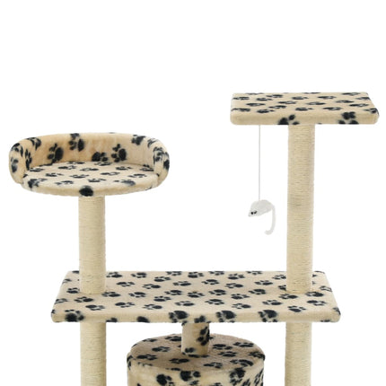 Klösträd med sisalpelare 95 cm tassavtryck beige