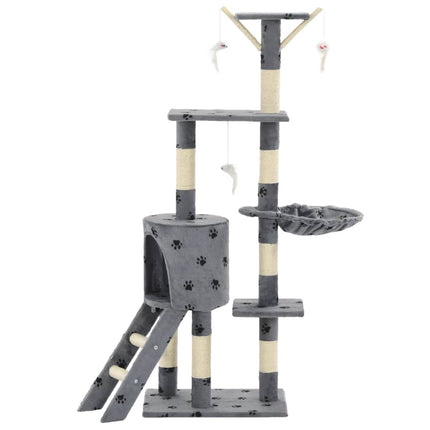 Klösträd med sisalpelare 138 cm tassavtryck grå