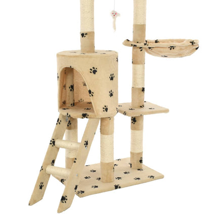 Klösträd med sisalpelare 138 cm tassavtryck beige