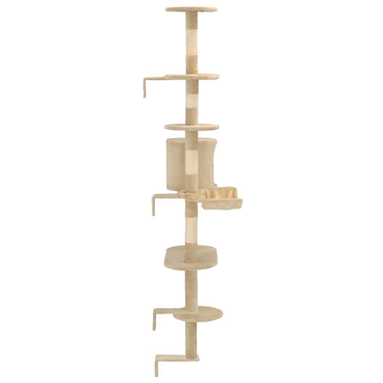 Katträd väggmonterat med klöspelare i sisal 194 cm beige