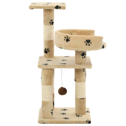 Katträd med klöspelare i sisal 65 cm tassavtryck beige