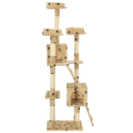 Katträd med klöspelare i sisal 170 cm tassavtryck beige