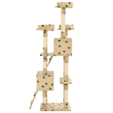Katträd med klöspelare i sisal 170 cm tassavtryck beige
