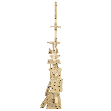 Katträd med klöspelare i sisal 230-250 cm tassavtryck beige