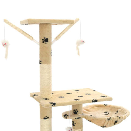Katträd med klöspelare i sisal 230-250 cm tassavtryck beige