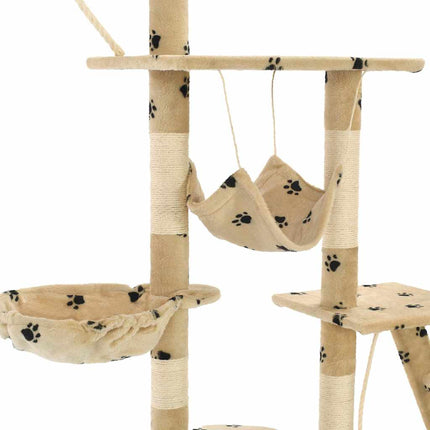 Katträd med klöspelare i sisal 230-250 cm tassavtryck beige