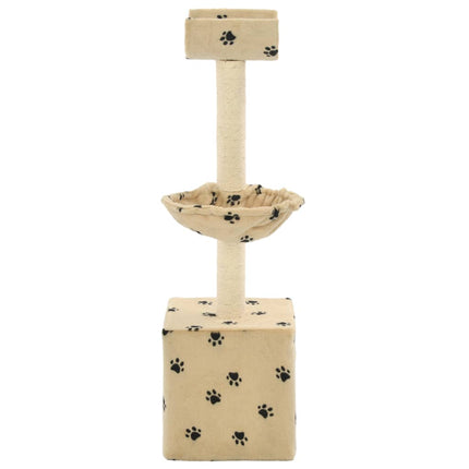 Katträd med klöspelare i sisal 105 cm tassavtryck beige
