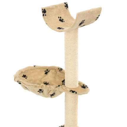 Katträd med klöspelare i sisal 105 cm tassavtryck beige