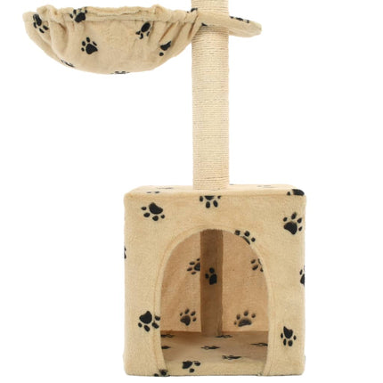 Katträd med klöspelare i sisal 105 cm tassavtryck beige