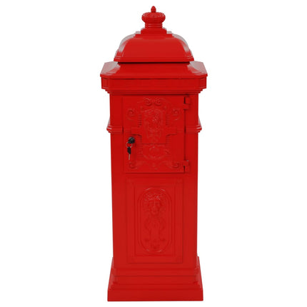 Markpostlåda vintage stil rostfri aluminium röd