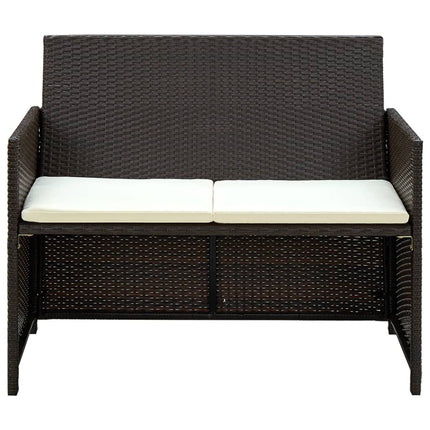 Loungegrupp för trädgården med dynor 4 delar konstrotting brun