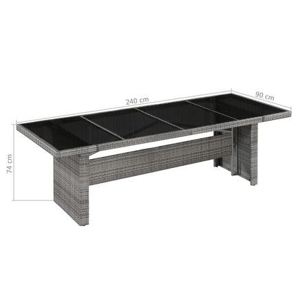 Trädgårdsbord 240x90x74 cm konstrotting och glas