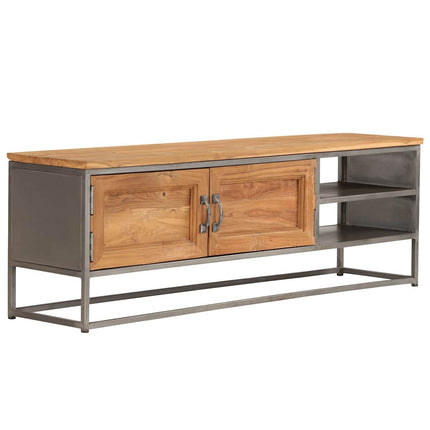 TV-bänk återvunnen teak och stål 120x30x40 cm