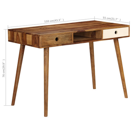 Skrivbord 110x55x76 cm massivt sheshamträ