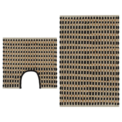 Badrumsmattor handvävd jute beige och svart