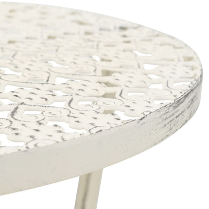 Bistrobord vintage stil rund metall 40x70 cm vit