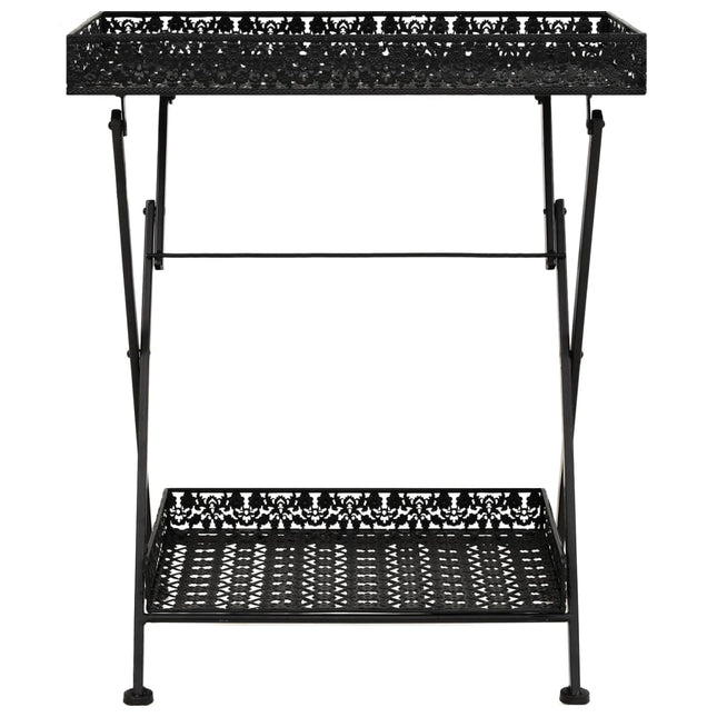 Hopfällbart tebord vintage stil metall 58x35x72 cm svart