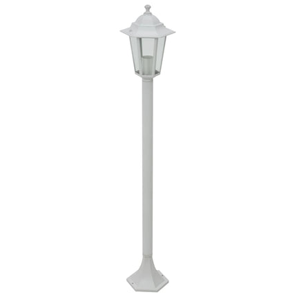 Lyktstolpar för trädgård 6 st E27 110 cm aluminium vit