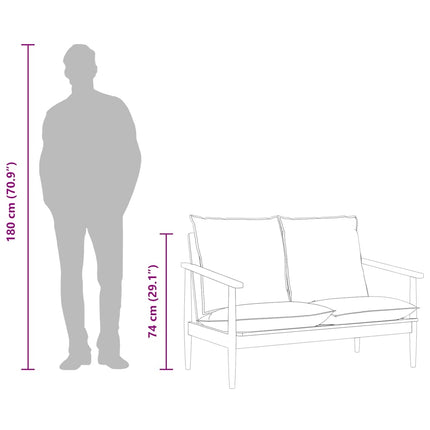 2-sitssoffa i äkta läder med akaciaträ brun