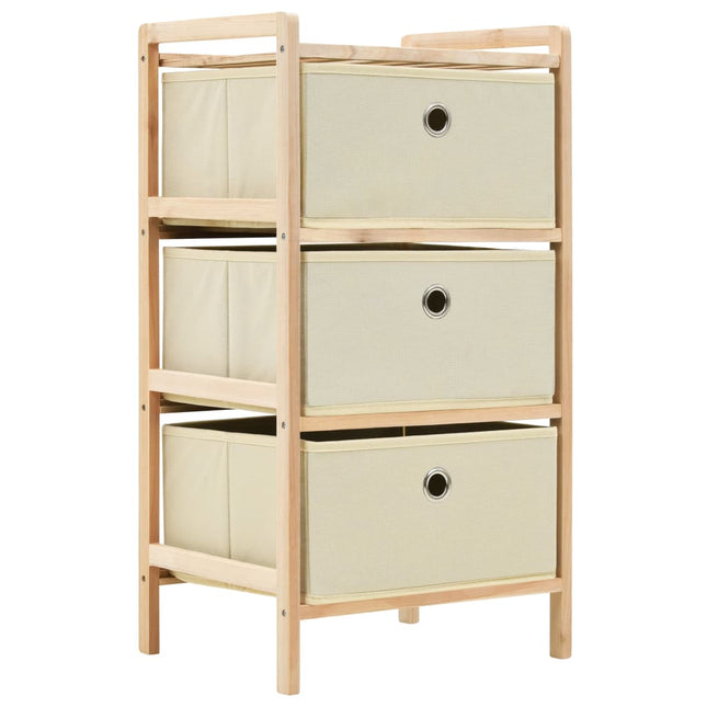 Förvaringshylla med 3 tygkorgar cedarträ beige