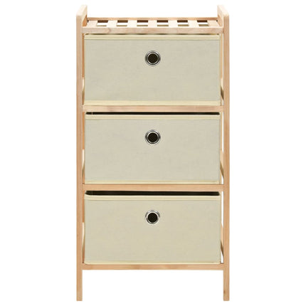 Förvaringshylla med 3 tygkorgar cedarträ beige