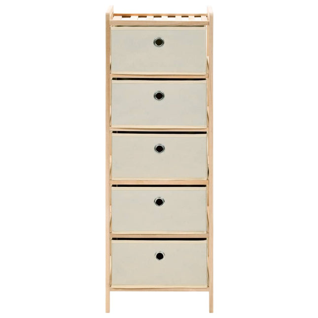 Förvaringshylla med 5 tygkorgar cedarträ beige