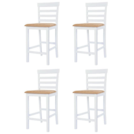 Barbord och stolar set 5 delar massivt trä brun och vit