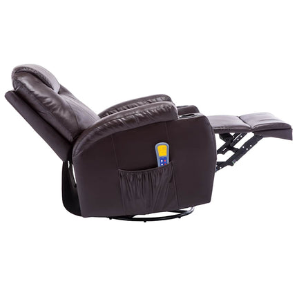 Gungande massagefåtölj justerbar brun konstläder