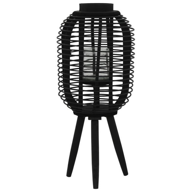 Fristående Ljuslykta Bambu Svart