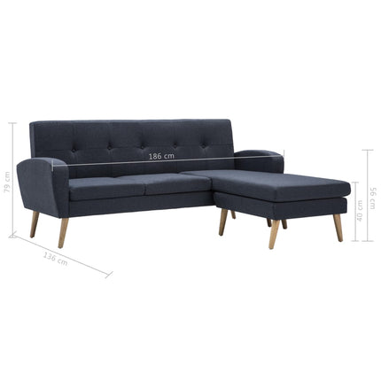 Soffa L-formad tyg 186x136x79 cm mörkgrå