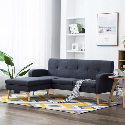 Soffa L-formad tyg 186x136x79 cm mörkgrå