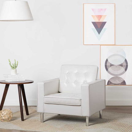 Fåtölj vit 75x70x75 cm konstläder