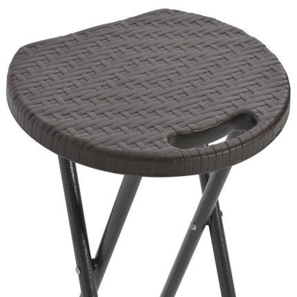 Hopfällbara barstolar 2 st HDPE och stål konstrotting brun