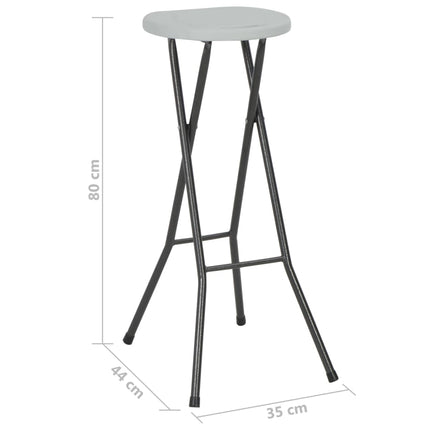 Hopfällbara barstolar 2 st HDPE och stål vit