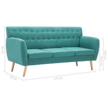 3-sitssoffa med tygklädsel 172x70x82 cm grön