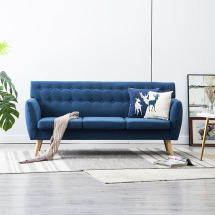 3-sitssoffa med tygklädsel 172x70x82 cm blå