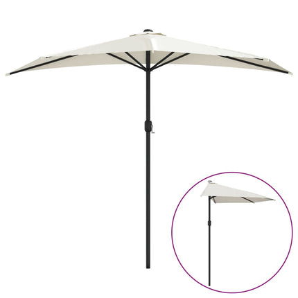 Balkongparasoll med aluminiumstolpe sand 270x144 cm halvrunt