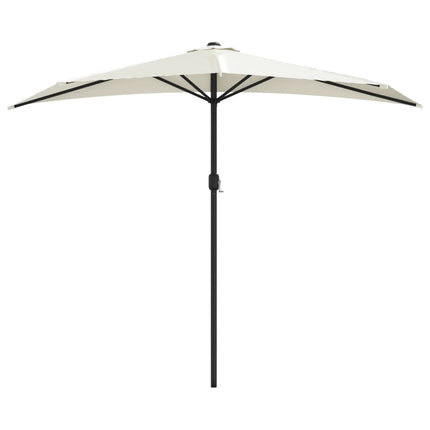 Balkongparasoll med aluminiumstolpe sand 270x144 cm halvrunt