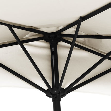 Balkongparasoll med aluminiumstolpe sand 270x144 cm halvrunt