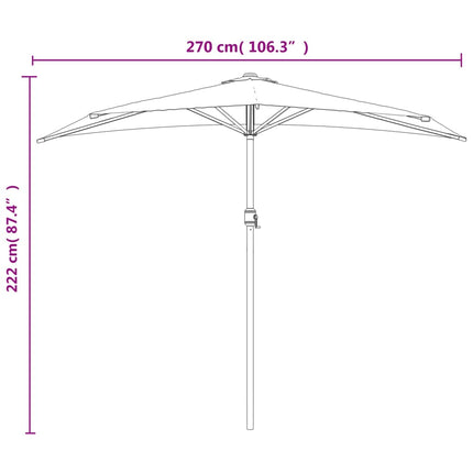 Balkongparasoll med aluminiumstolpe sand 270x144 cm halvrunt