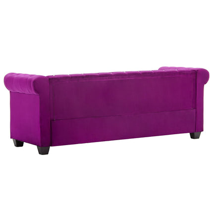 Chesterfieldsoffa 3-sits sammet 199x75x72 cm lila