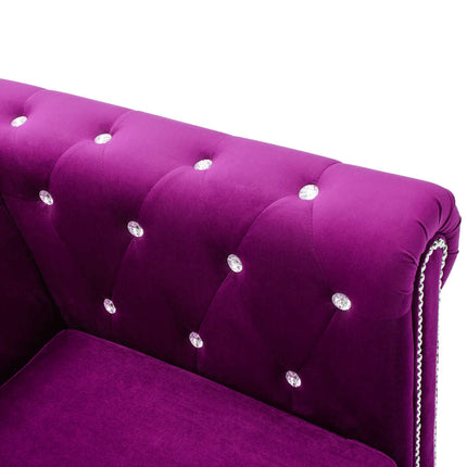 Chesterfieldsoffa 3-sits sammet 199x75x72 cm lila