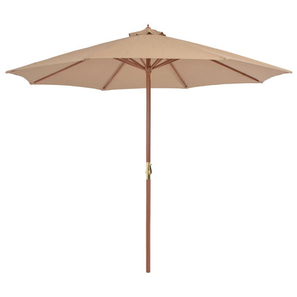 Trädgårdsparasoll med trästång 300 cm taupe