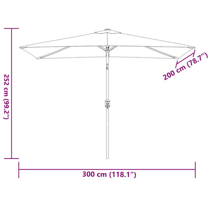 Trädgårdsparasoll med metallstång 300x200 cm vinröd
