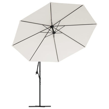 Frihängande trädgårdsparasoll LEDs metallstång 350 cm sand