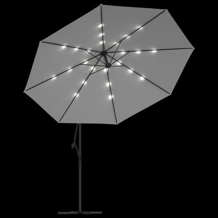 Frihängande trädgårdsparasoll LEDs metallstång 350 cm sand