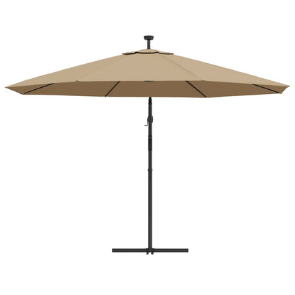 Frihängande trädgårdsparasoll LEDs metallstång 350 cm taupe