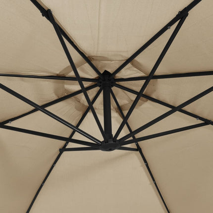 Frihängande trädgårdsparasoll LEDs metallstång 350 cm taupe